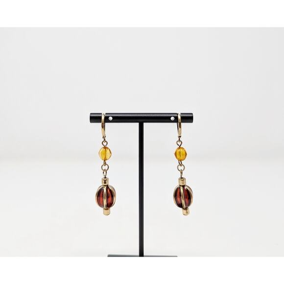 Linea Louis Dell'Olio Gold Tone Colorful Beads Long Necklace Dangle Earrings Set - Picture 13 of 13